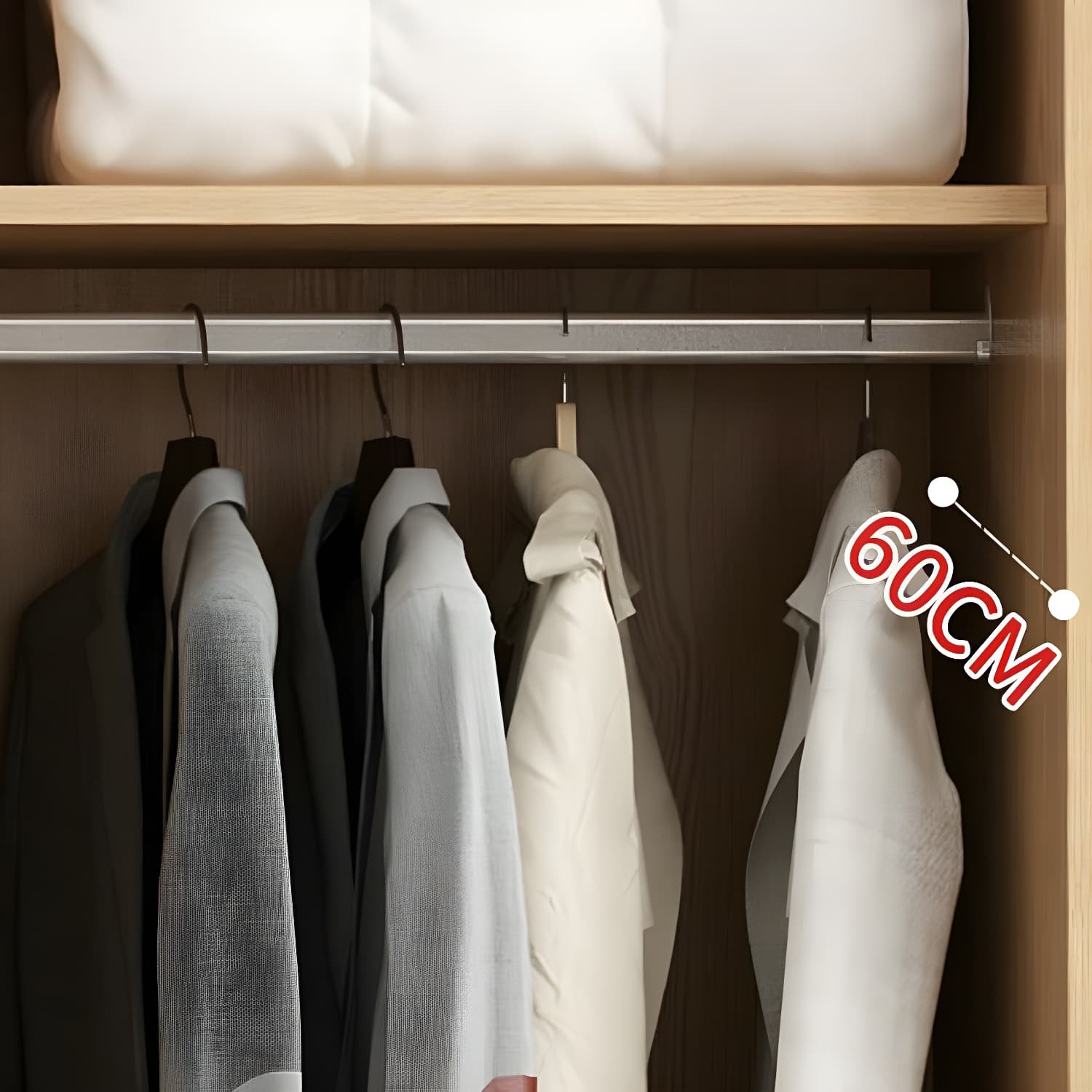 Contemporary Wood Sliding Cloth Rod Included Wardrobe for Bedroom - image 8