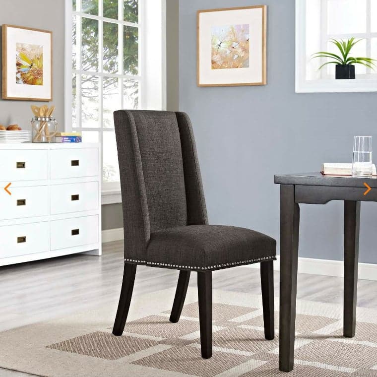 Flannel/Linen/PU Upholstered Stable Framed Armless Chair with Parsons Back and Nailhead Trim for Dinette in a Trendy Style - image 5