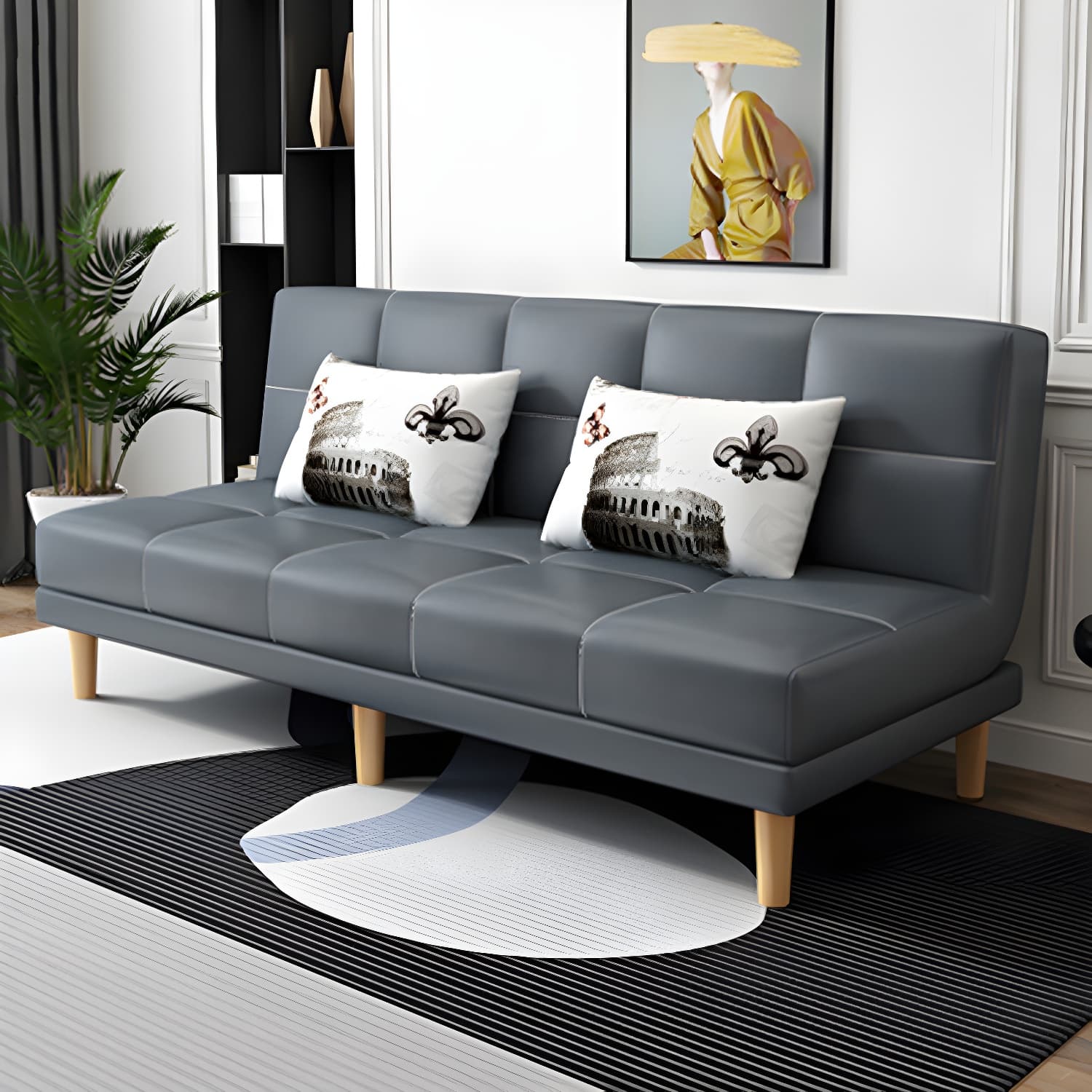 Modern Armless Settee 27.55" W Convertible Sleeper Sofa for Living Room - image 11