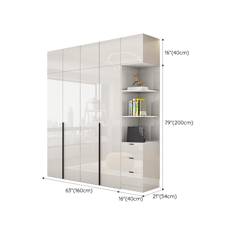 Solid Wood White Wardrobe Armoire with Drawers, Clothing Rod, and Shelves - image 31