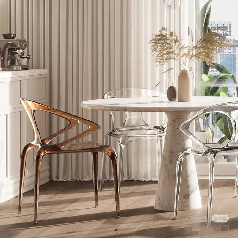 Casual Arm Chair with Uncovered Back, Armrest, and Sepia/Lime Green/Transparent Polymer Legs - image 10