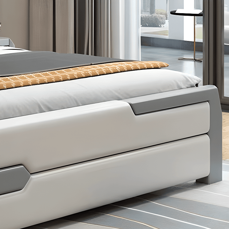 Solid Color Natural Wood Storage Bed with 2 Drawers for Living Room