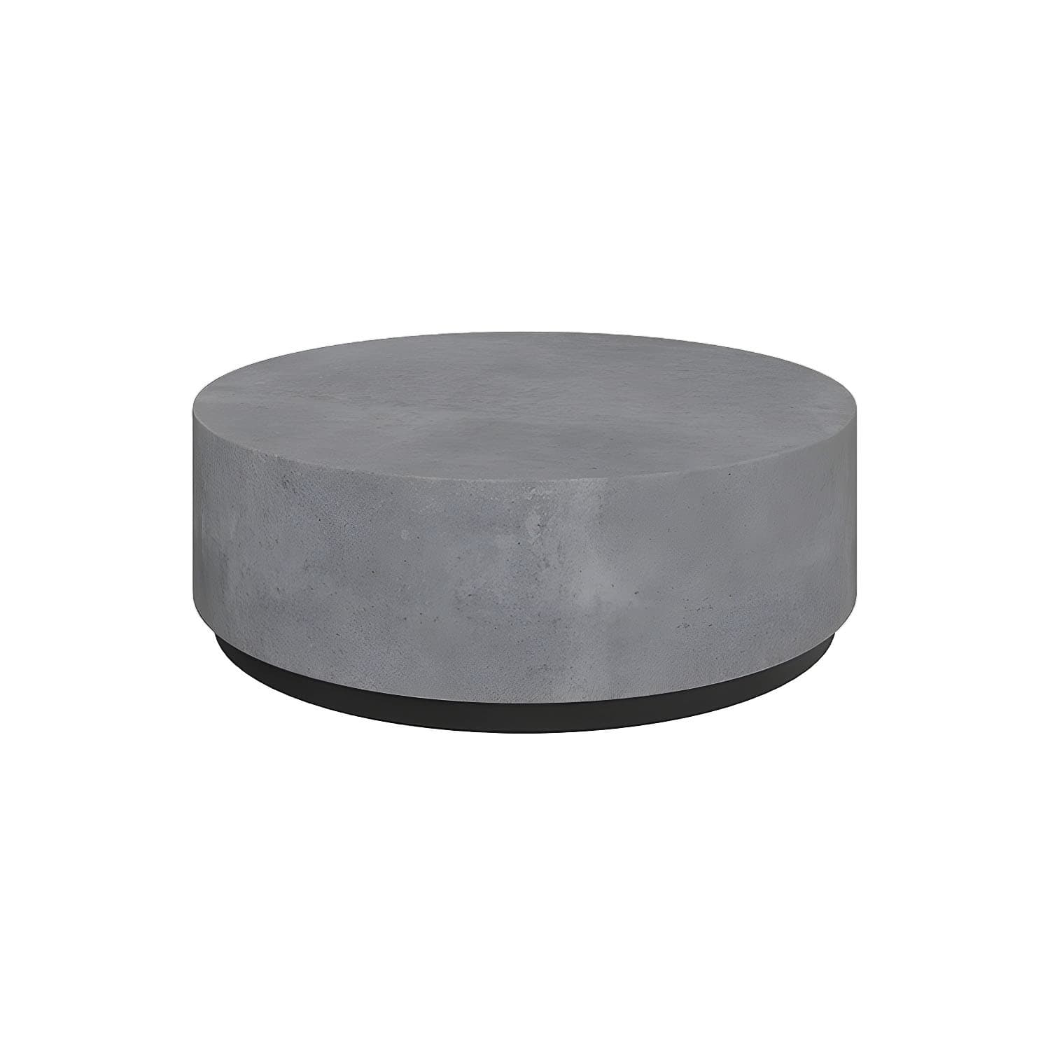 Drum Base Design Black/grey Faux Concrete Top Metal Base Round Coffee Table - image 3