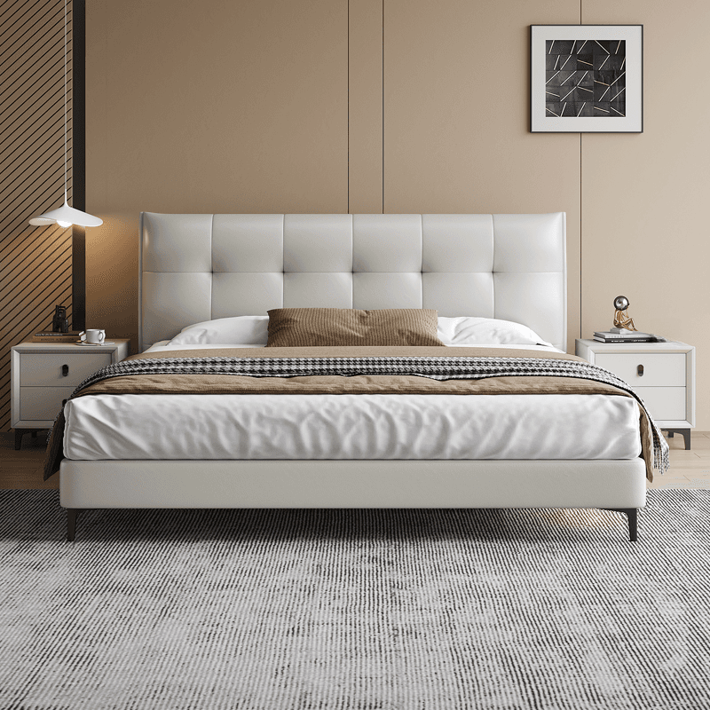 Lumber Frame Storage Panel Bed/Storage Panel Bed with Stitch-tufted Headboard for Living Room