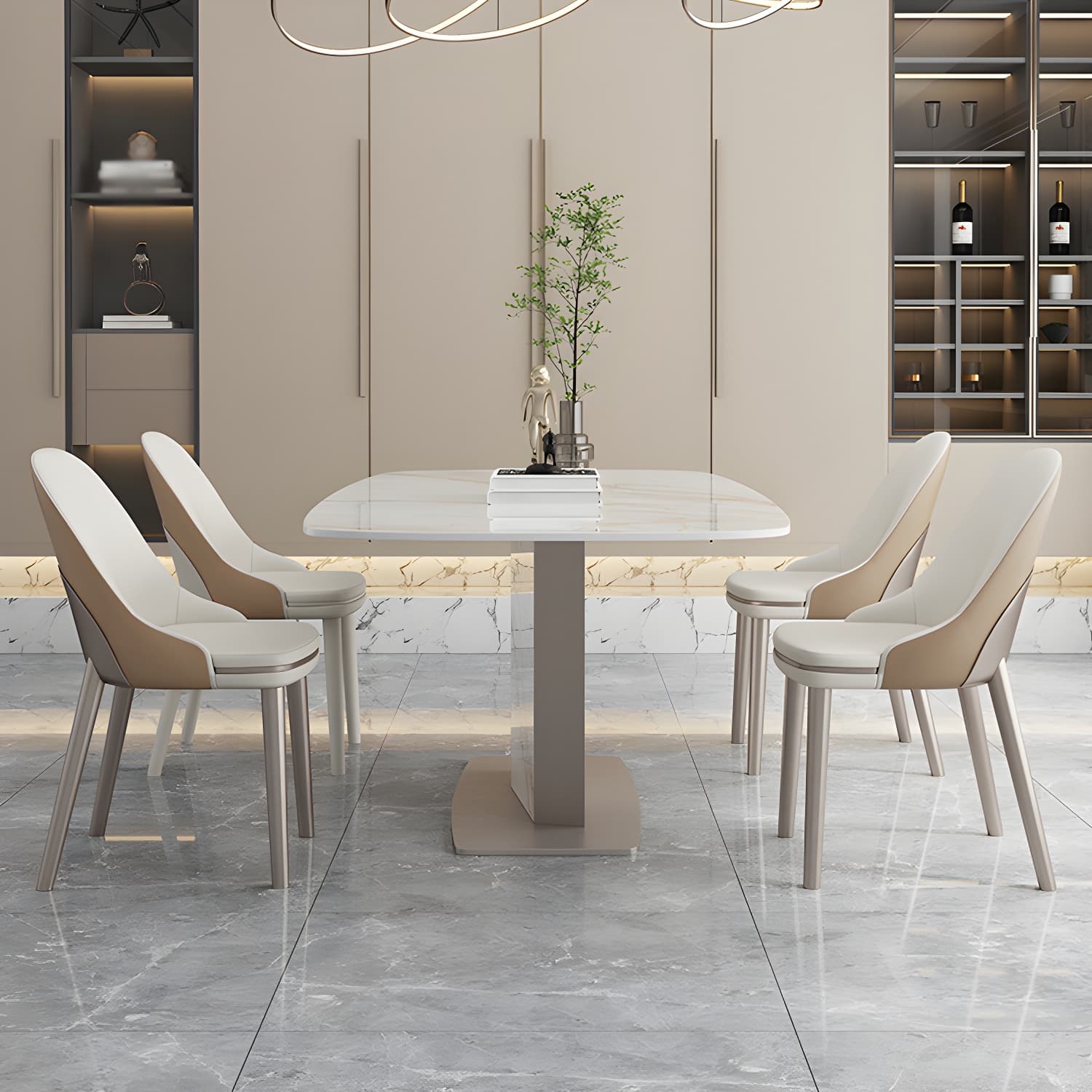 Luxury Sintered Stone Top Dining Set 1/2/5/6/7 Pieces Rectangle Dining Table with Chairs - image 4