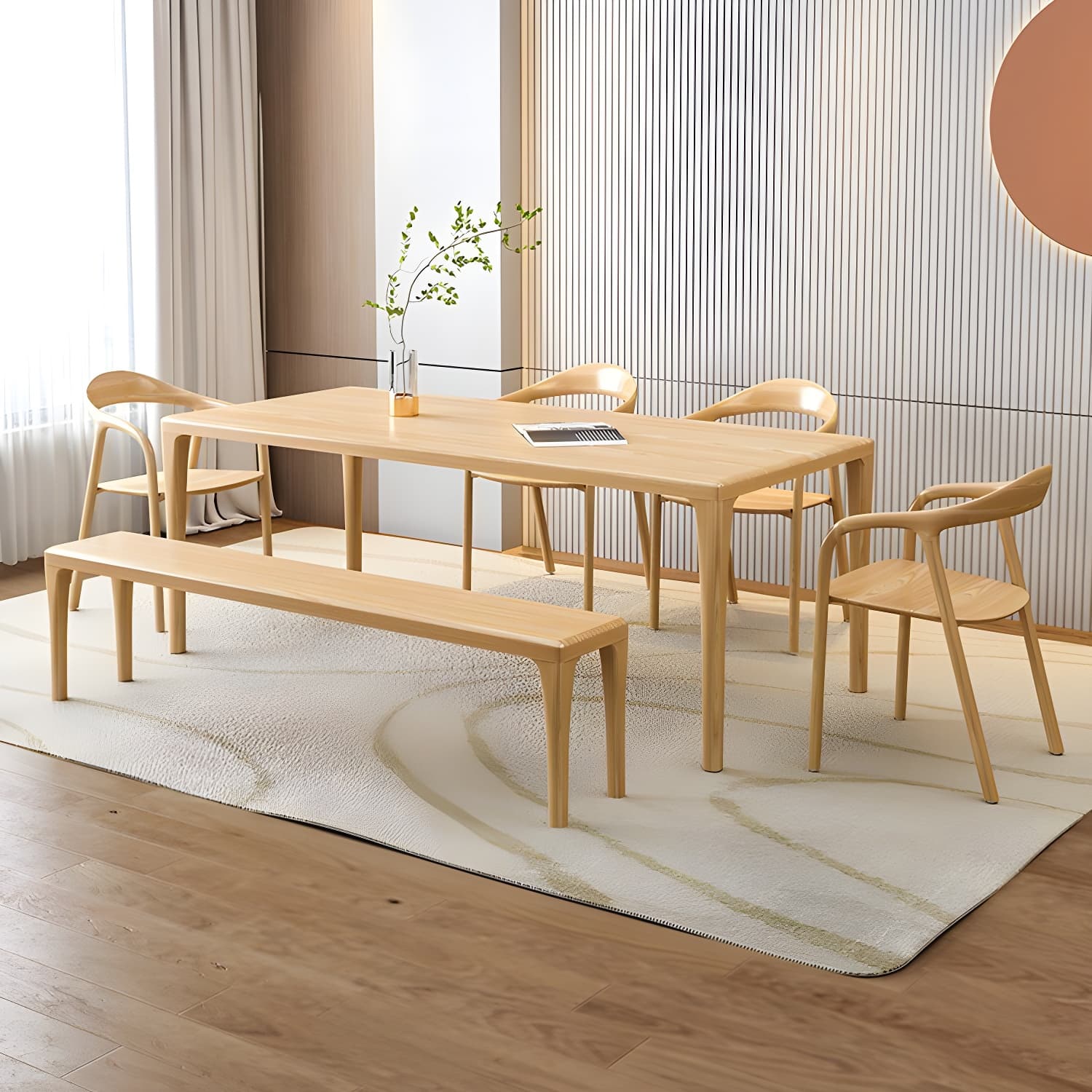 Modern Rectangle Wood Dining Table 1/5/6/7 Pieces Dining Set for Dining Room - image 3
