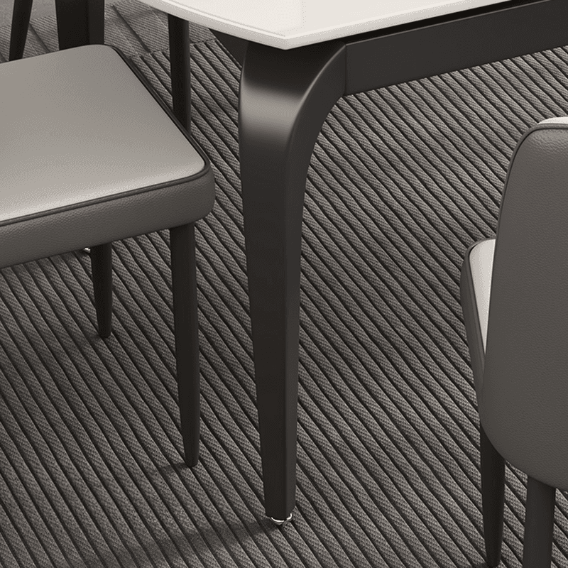 Minimalist Rounded Slate Stone Dining Table Set with 4 Legs and Padded Chair Back, Available in 9-piece/7 Piece Set/5-piece - image 5
