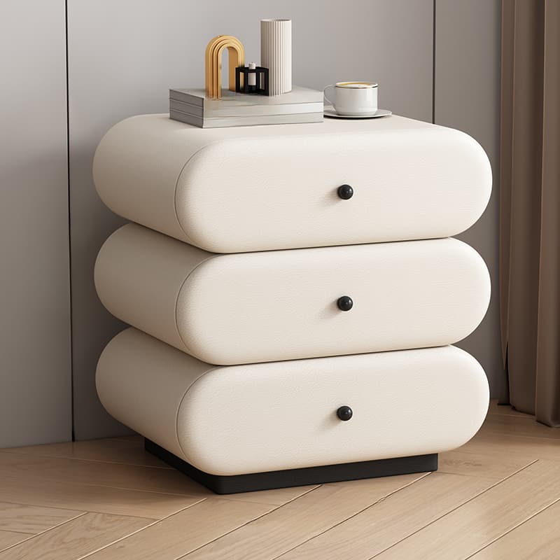Old School 3-Tier Pleather Countertop Drawer Storage Nightstand - image 7