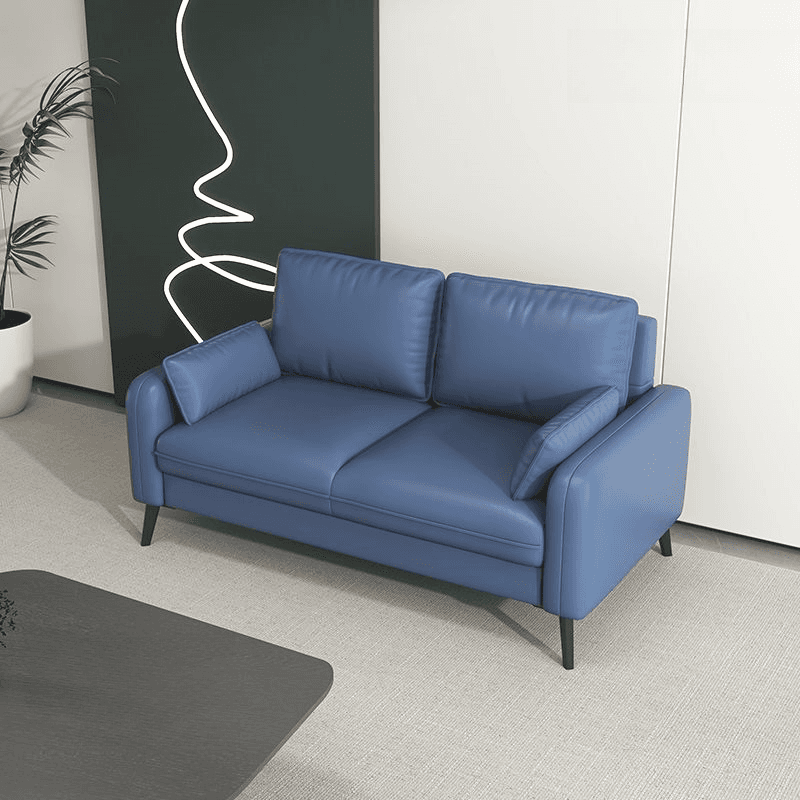 Contemporary Scratch-immune Solid Color Cerulean/Olive Green/Amber Color Loveseat for Seats 2 with Pillow Back and Square Arm