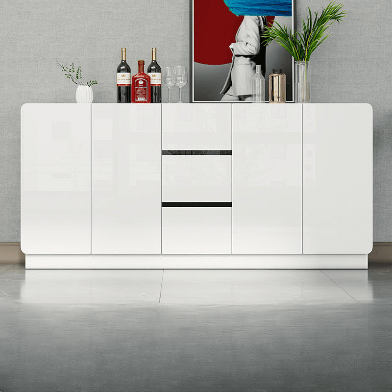 White Trendy Kitchen Storage with 3 Drawers, Standard/Narrow Size, Lumber Countertop, Variable Shelf, and Multiple Doors Options - image 5