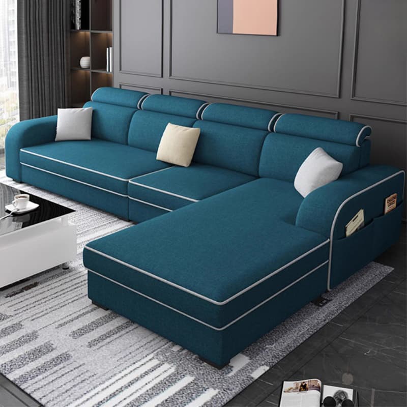 Square Arm Sectional Sofas with Adjustable Pillows and Storage