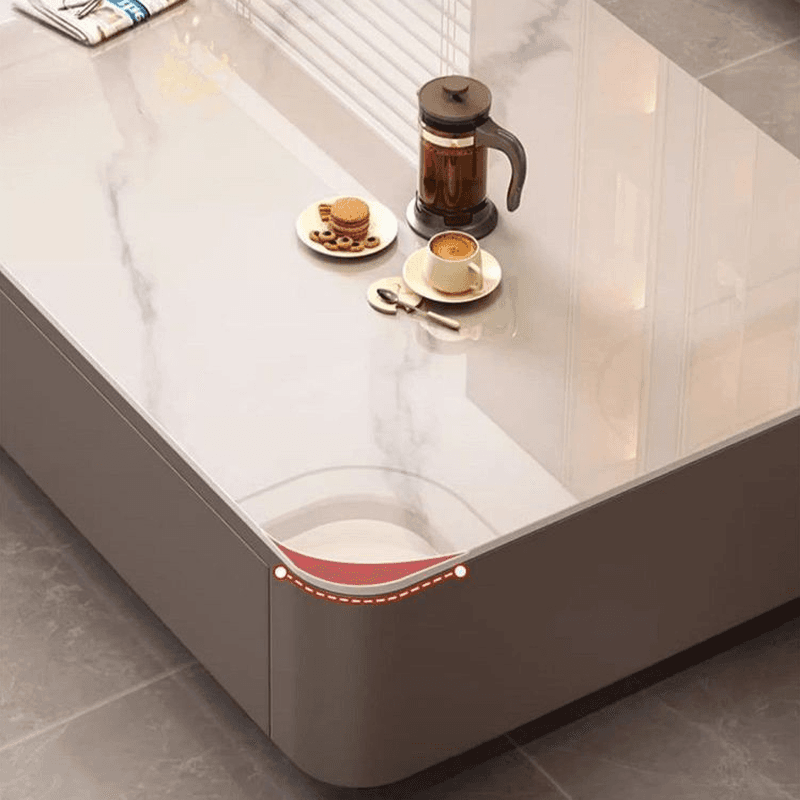 Contemporary Design Single Set Geometric Figure Rock Top Board Game Coffee Table with Block Base in Gray/Chalk and 2 Drawers - image 10