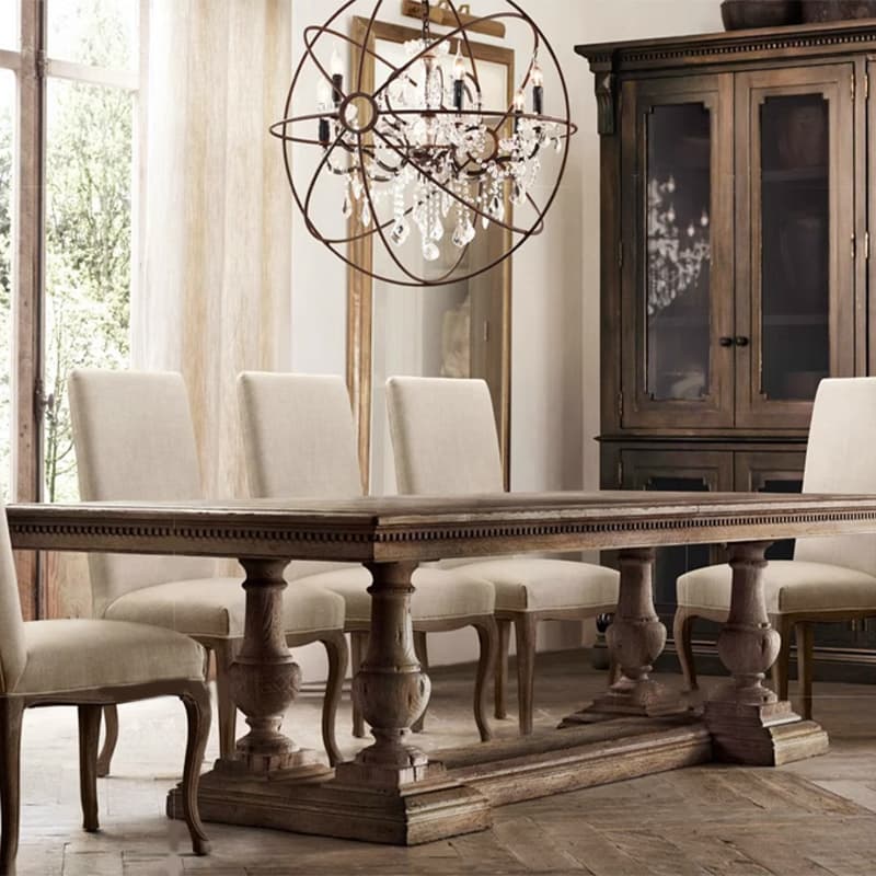 French Country Rectangle Wood Dining Table with Trestle Base, Full Assembly Needed - image 4