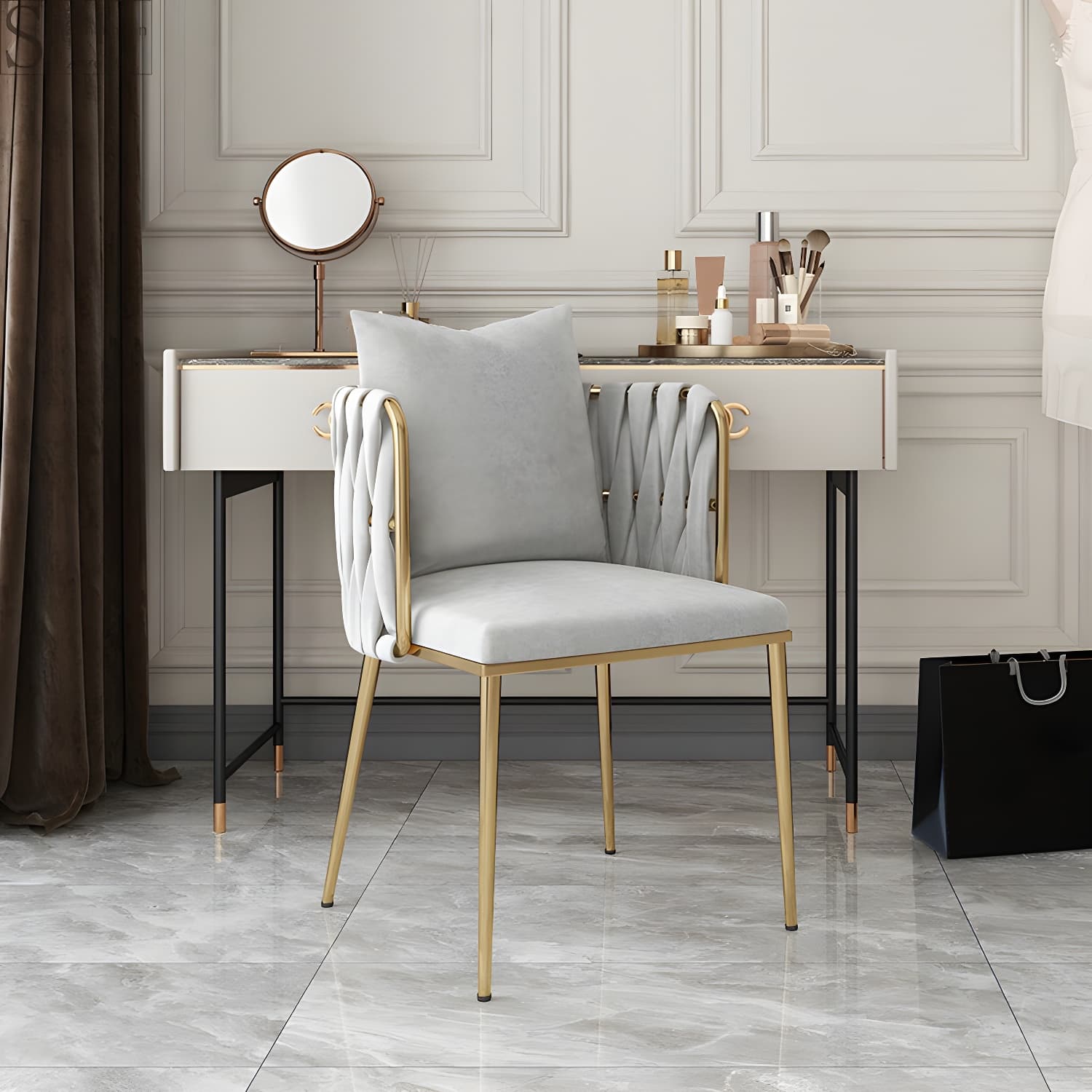 Contemporary Metal Dining Room Chairs Velvet Armless Dining Chairs for Home Use - image 9