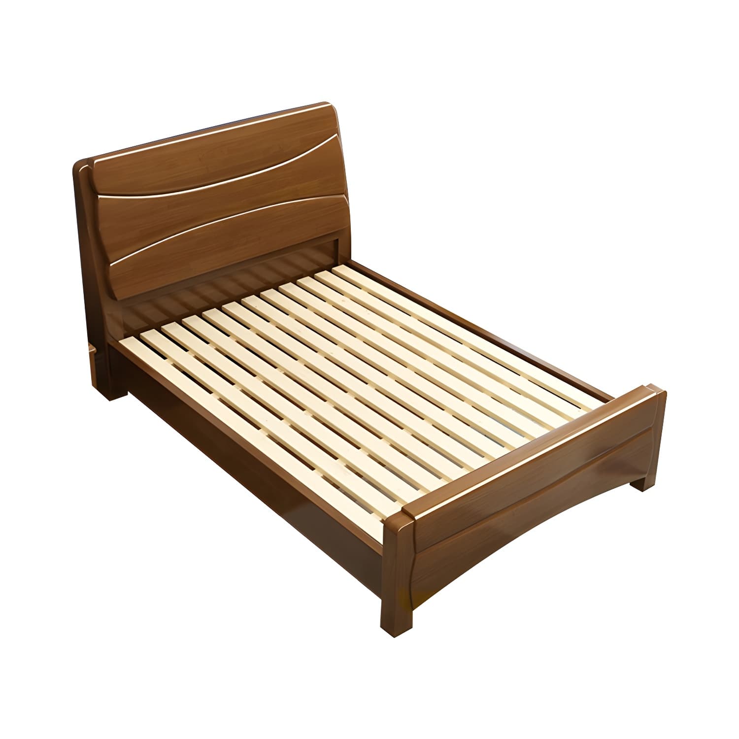 84.65 inch Wide Traditional Bed Frame Rubberwood Standard Bed with Headboard - image 6