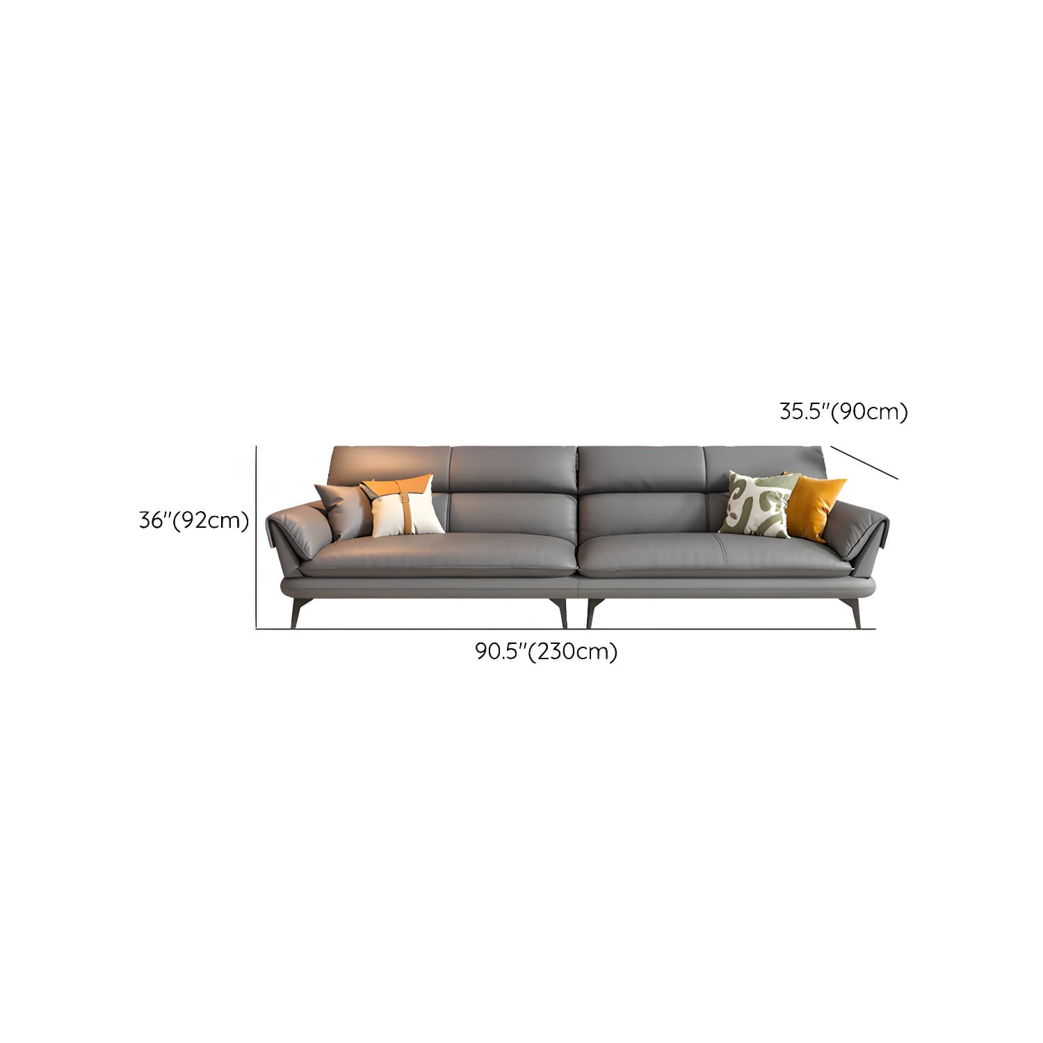 Modern Gray Tech Cloth Sectional with Flared Arms and Cushion Back - image 11