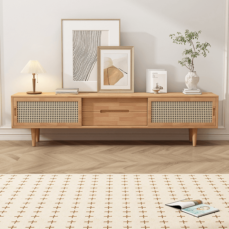 Simplistic Oak Wood TV Stand with 2 Drawers and 2 Cabinets - image 9