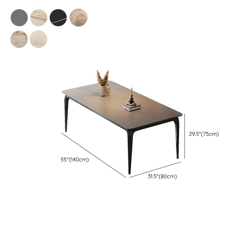 Minimalist Rectangular Dining Table with Slate Stone Top, Fixed Table, Storm Gray/White/Brown Colors - image 20