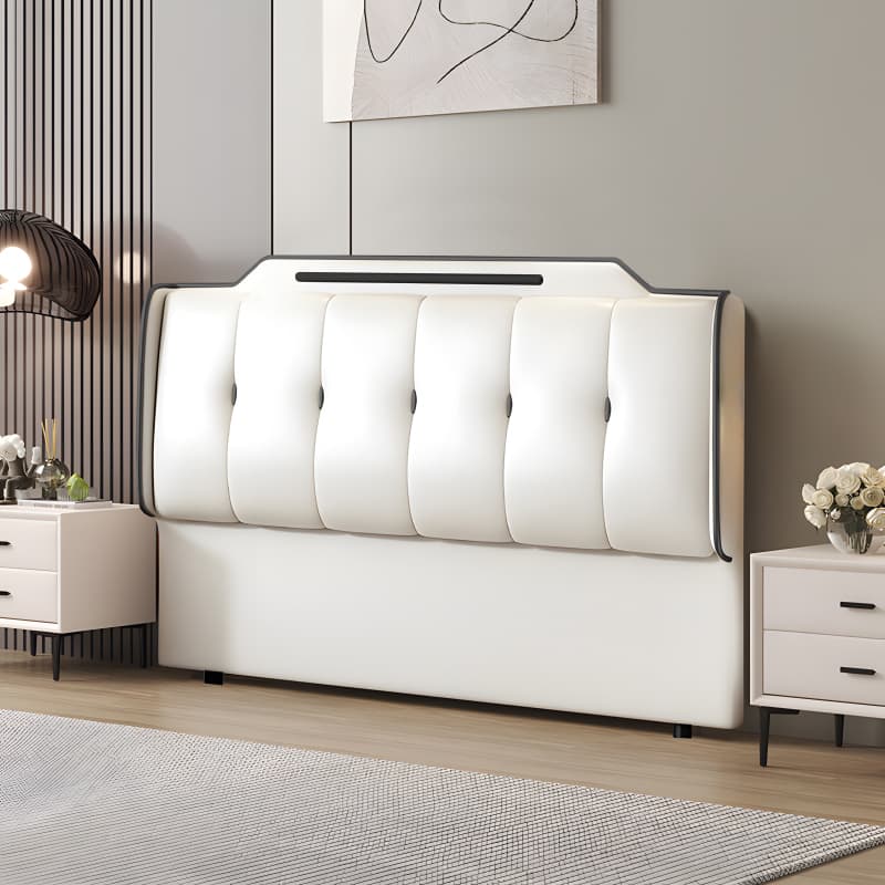 Simplistic Style Panel Headboard with No Distressing, Piled Tufted Rectangular Design for King/Queen/Full Bed, Featuring Sponge Upholstery and Standard Height