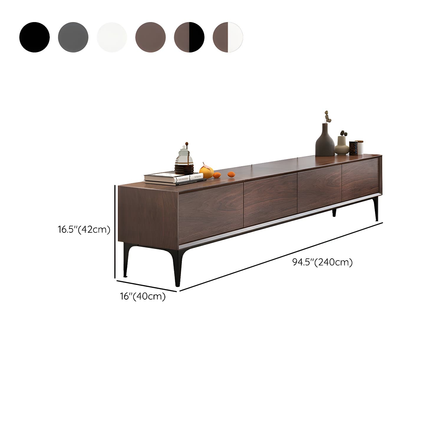 Scandinavian Style Wood TV Stand with Cable Management, Drawers Included - Low Height and With Legs - image 20