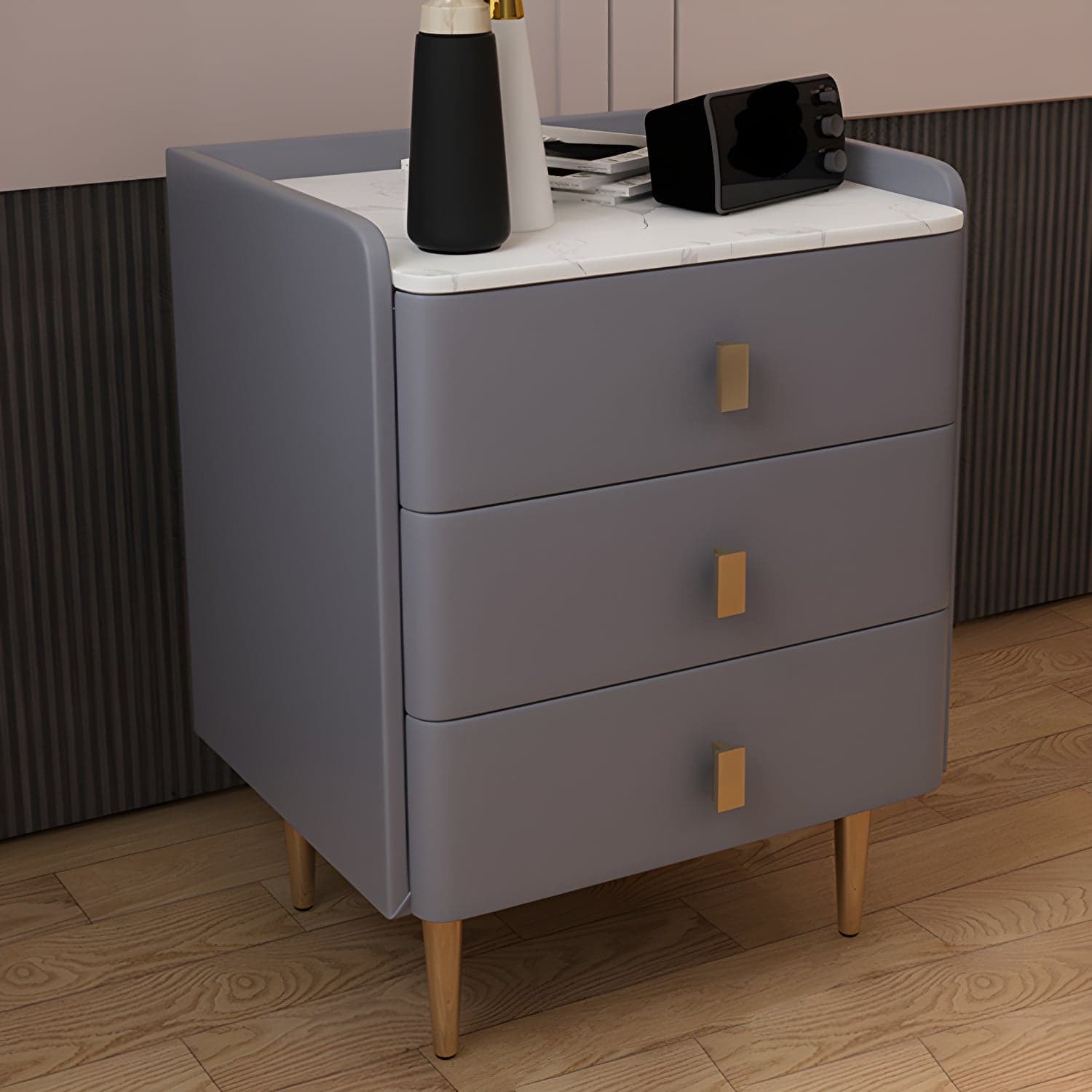 Glam Drawers Included Accent Table Nightstand 22.5" Tall with Legs - image 5