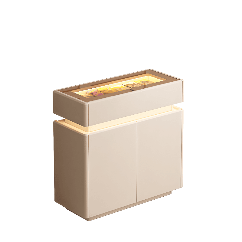 Elegant Sideboard with 8/12 Drawers, Glass Countertop, and Illuminating Lighting