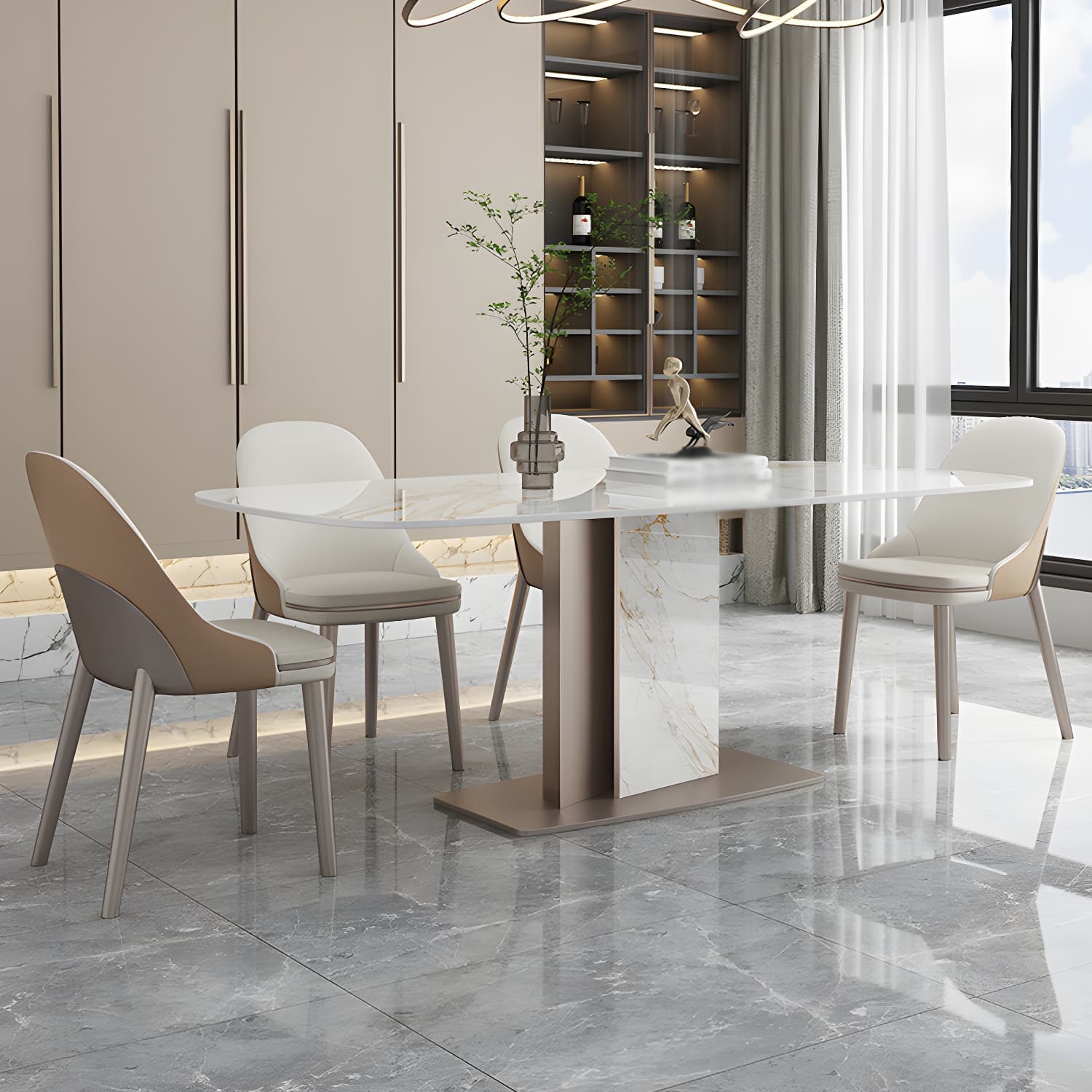 Luxury Sintered Stone Top Dining Set 1/2/5/6/7 Pieces Rectangle Dining Table with Chairs - image 13