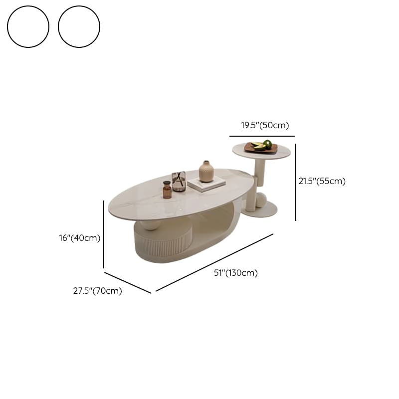 Nested Elliptical Accent Table with Repository Storage for Indoor Use - image 17
