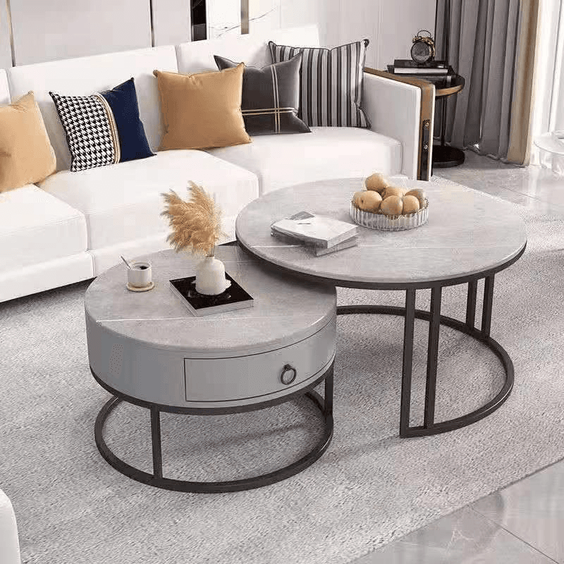 Nested Coffee Table with Rounded Top and Structured Base for Foyer Use - image 7