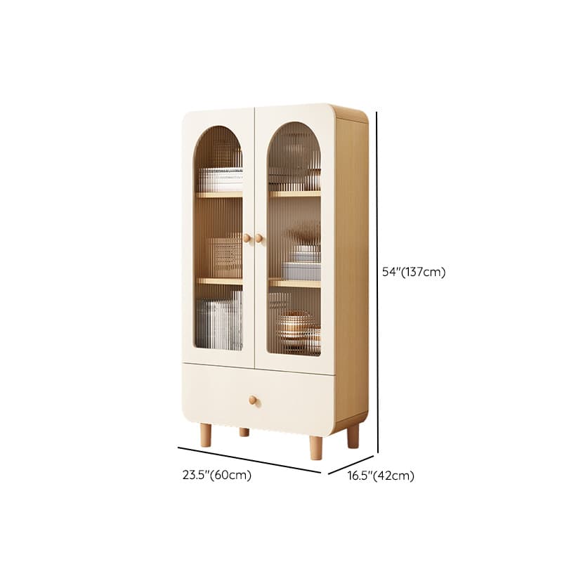 Modern White Lumber Narrow Sideboard with Single Drawer, 4 Shelves/Three Internal Shelves/Two Internal Shelves, Glass-panel Door - image 31