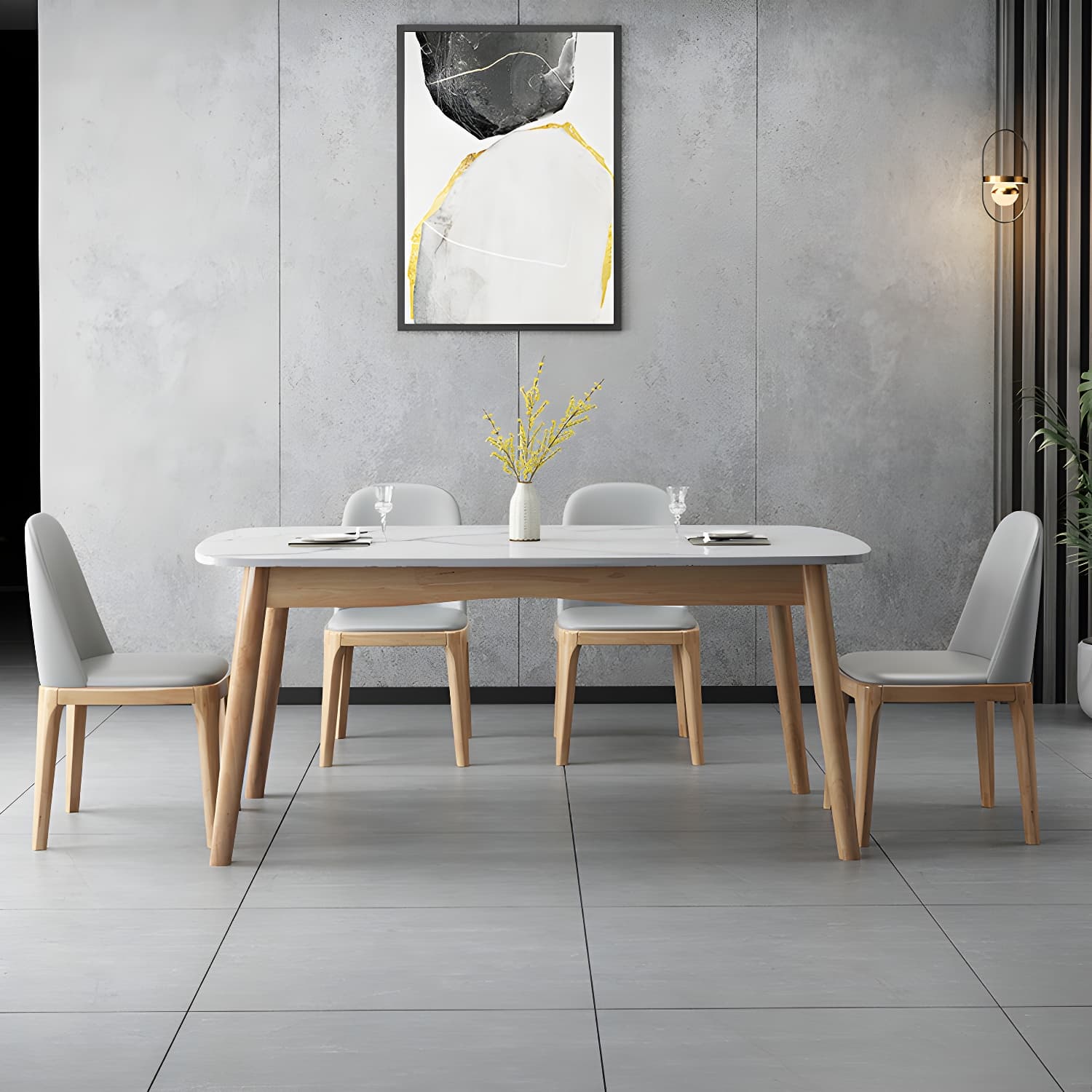 Scandinavian Home Side Chair Solid Back Wood Upholstered Dining Room Chair - image 23