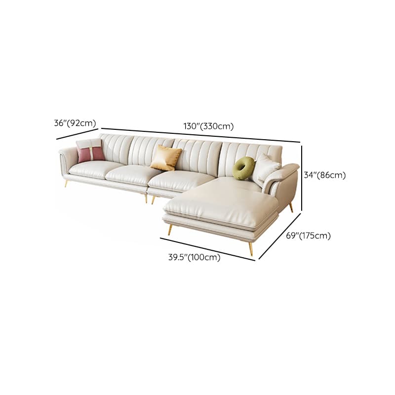 Modern Beige Tech Cloth Sectional Sofa with Flared Arm and Cushion Back - image 9
