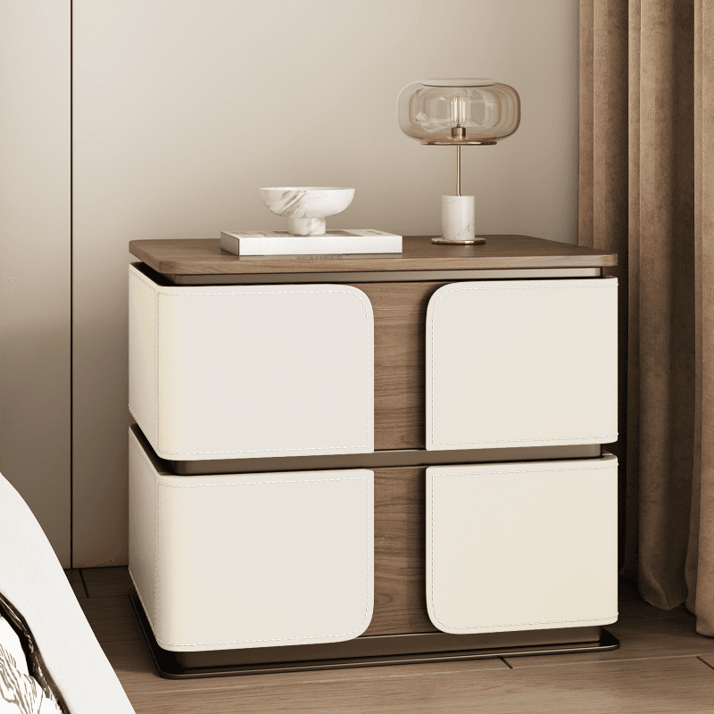 Art Deco Nightstand With Drawer Organization with 2 Drawers and Lumber Countertop