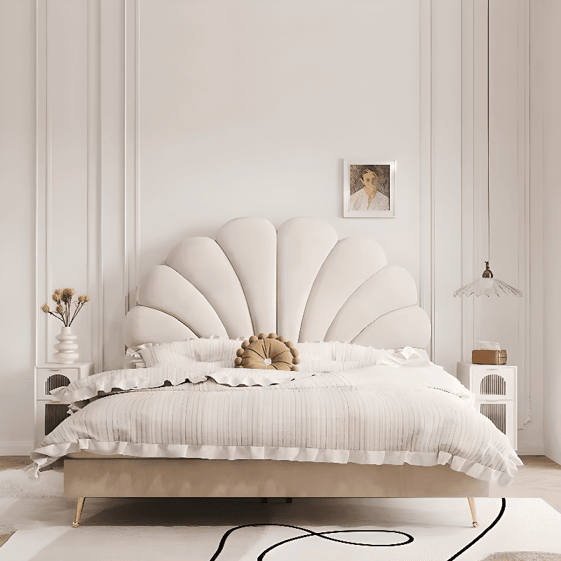 Modish Style Panel Headboard with No Distressing in Timber, Featuring Arched Shape for Twin XL/Full/Queen Bed, Sponge Upholstery Fill, Standard Height - image 6