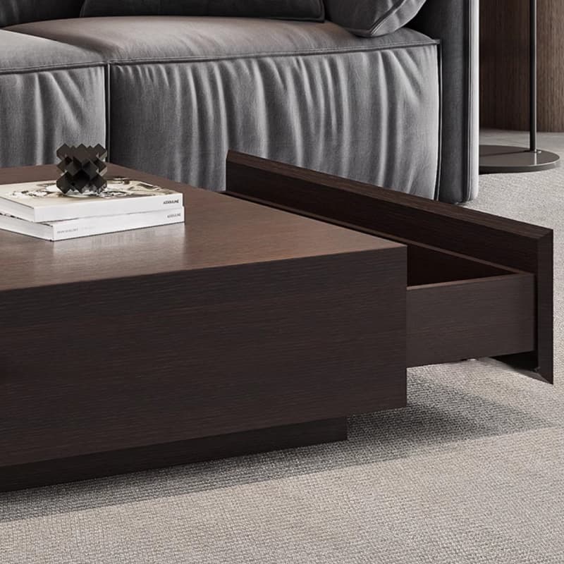 Solid Oak Wood Square Accent Table with 2 Drawers for Living Room - image 8