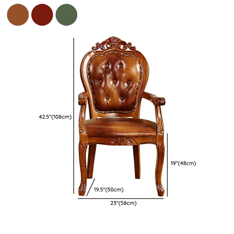Steady Bordered Leather Upholstered Side Chair/Arm Chair with Wooden Legs and Nailhead Embellishment for Dinette in a Nordic Style - image 14