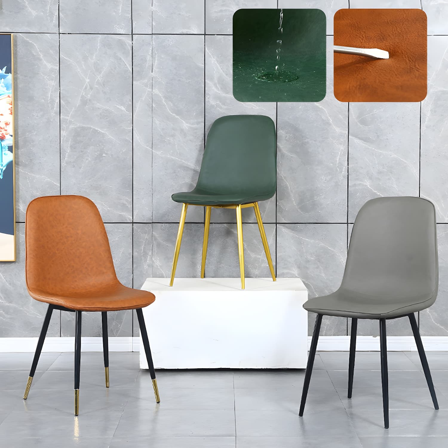 Upholstered Armless Dining Chairs Home Side Chairs with Metal Legs (Set of 2) - image 14
