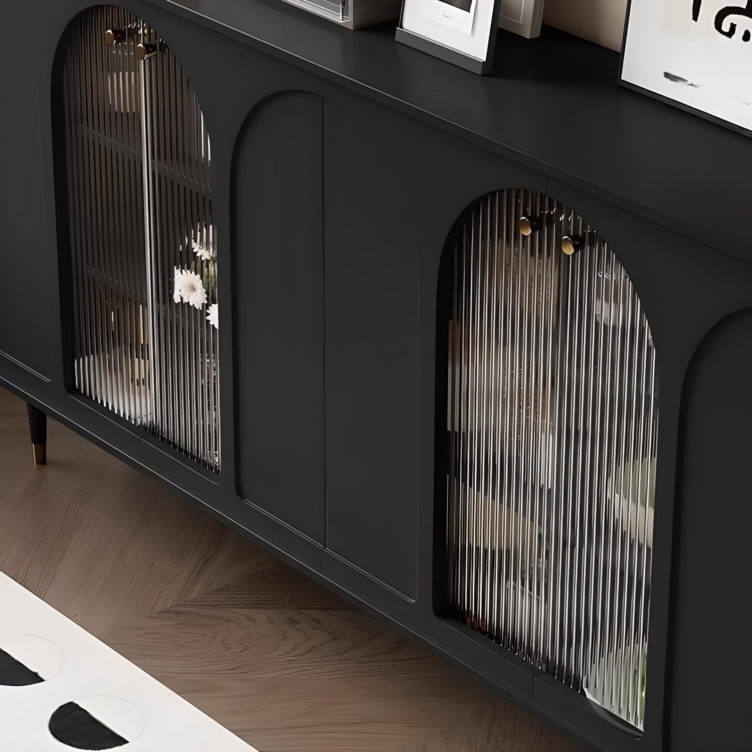 Modern Wooden Sideboard with Glass Doors and Adjustable Shelving - image 6
