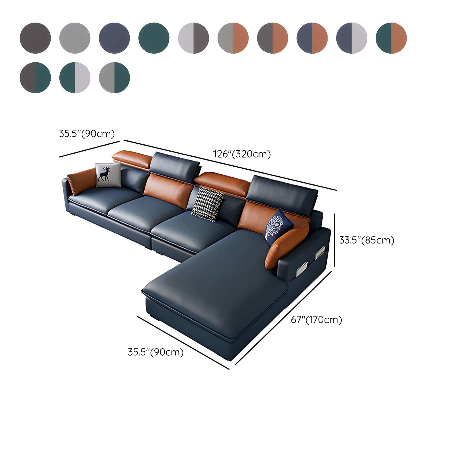 Modern Wood Frame L-Shape Sectional Sofa Chaise with Tech Cloth Upholstery - image 22