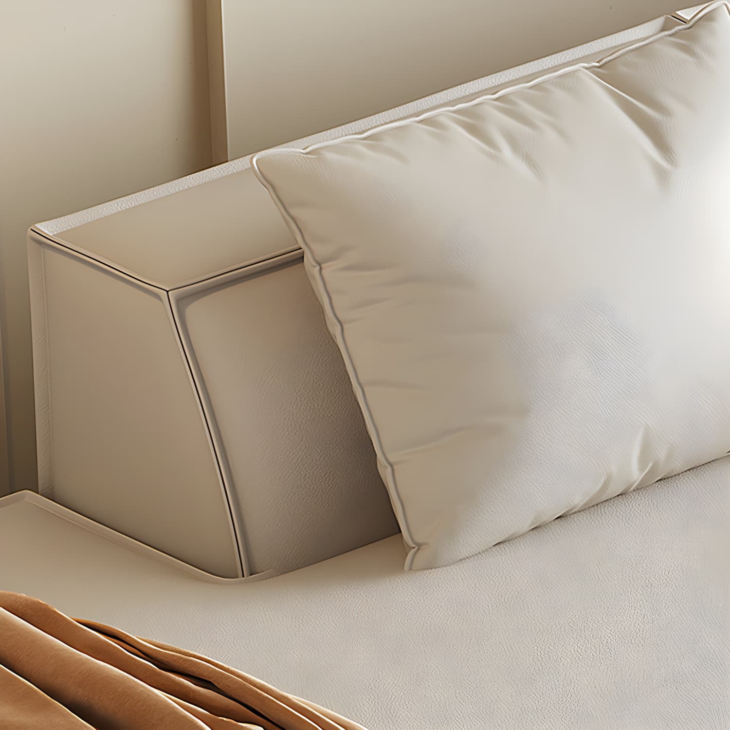 Modern Beige Pillow Back Sectional Sofa in Silicone Rubber with Wood Frame - image 6