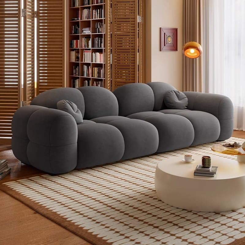 Trendy Solid Color Stain Resistant Loveseat in Grey/Emerald Green/Beige with Arm, Seats 2 with 2 Pillows - image 5
