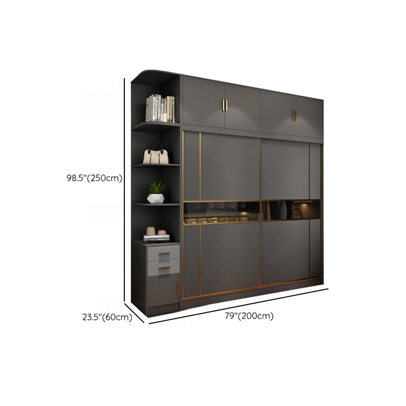 Unfixed Timber Wardrobe Closet in Graywash Wood with Gliding Soft Close Door and Soft Close Drawer in a Modern Style - image 23