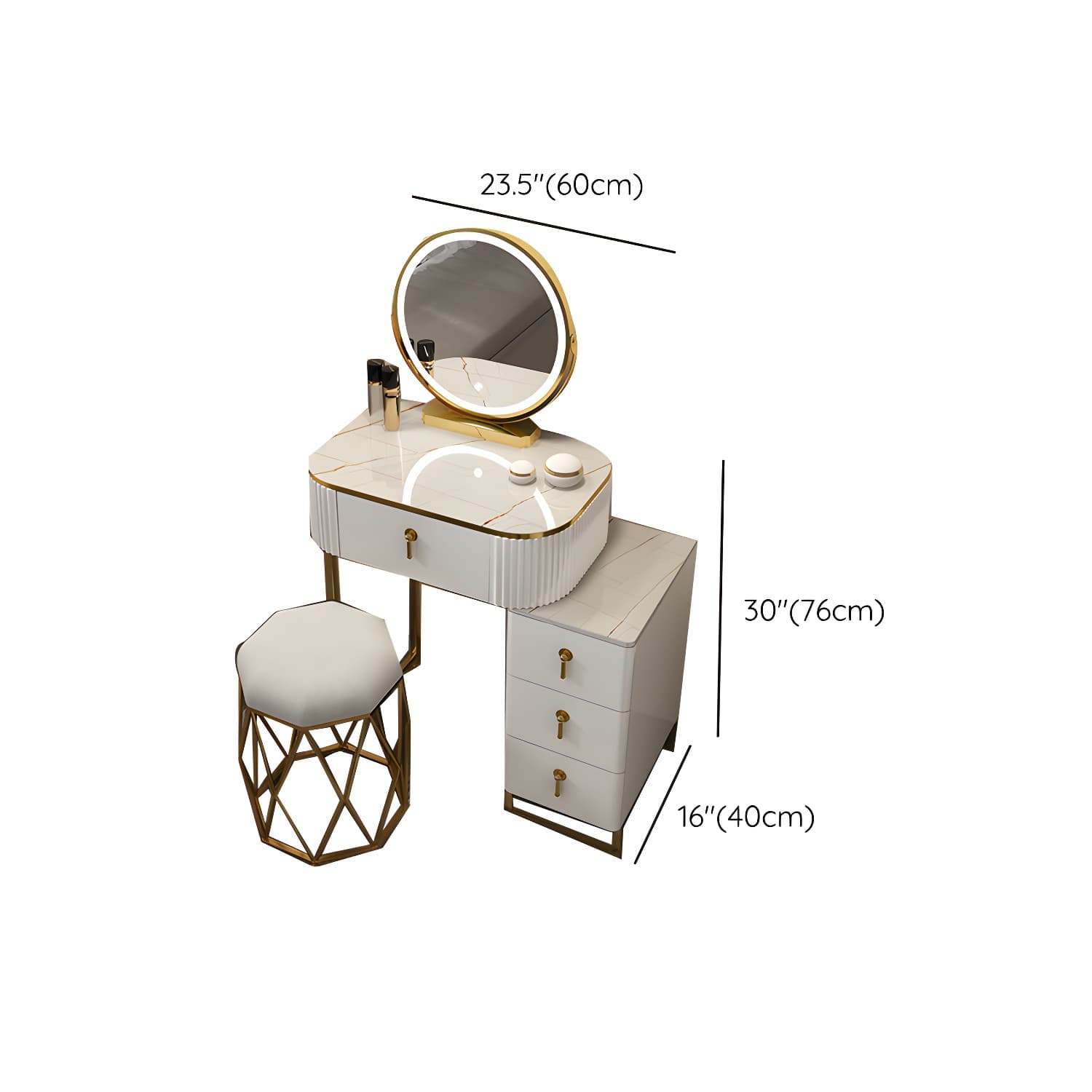 Contemporary Makeup Vanity Desk Table 29.9" H Bedroom Makeup Counter - image 35