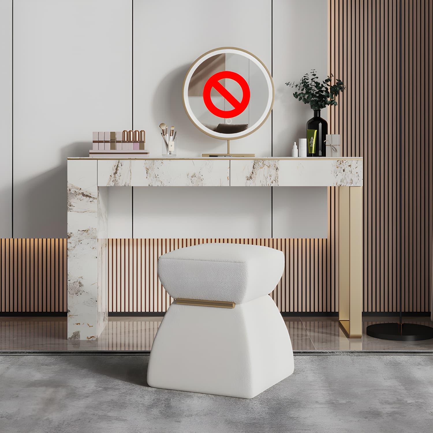 Two Piece Luxurious Vanity Set Stainless Steel and Stone Dresser - image 12