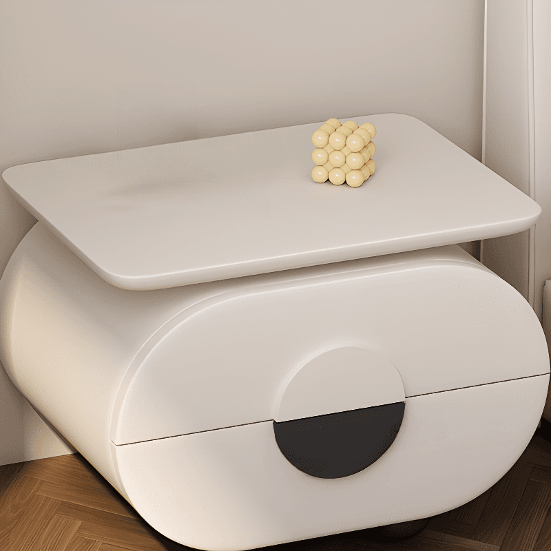 Organic Modern Nightstand With Drawer Organization Featuring 2 Drawers and Pleather Countertop with Leg - image 11