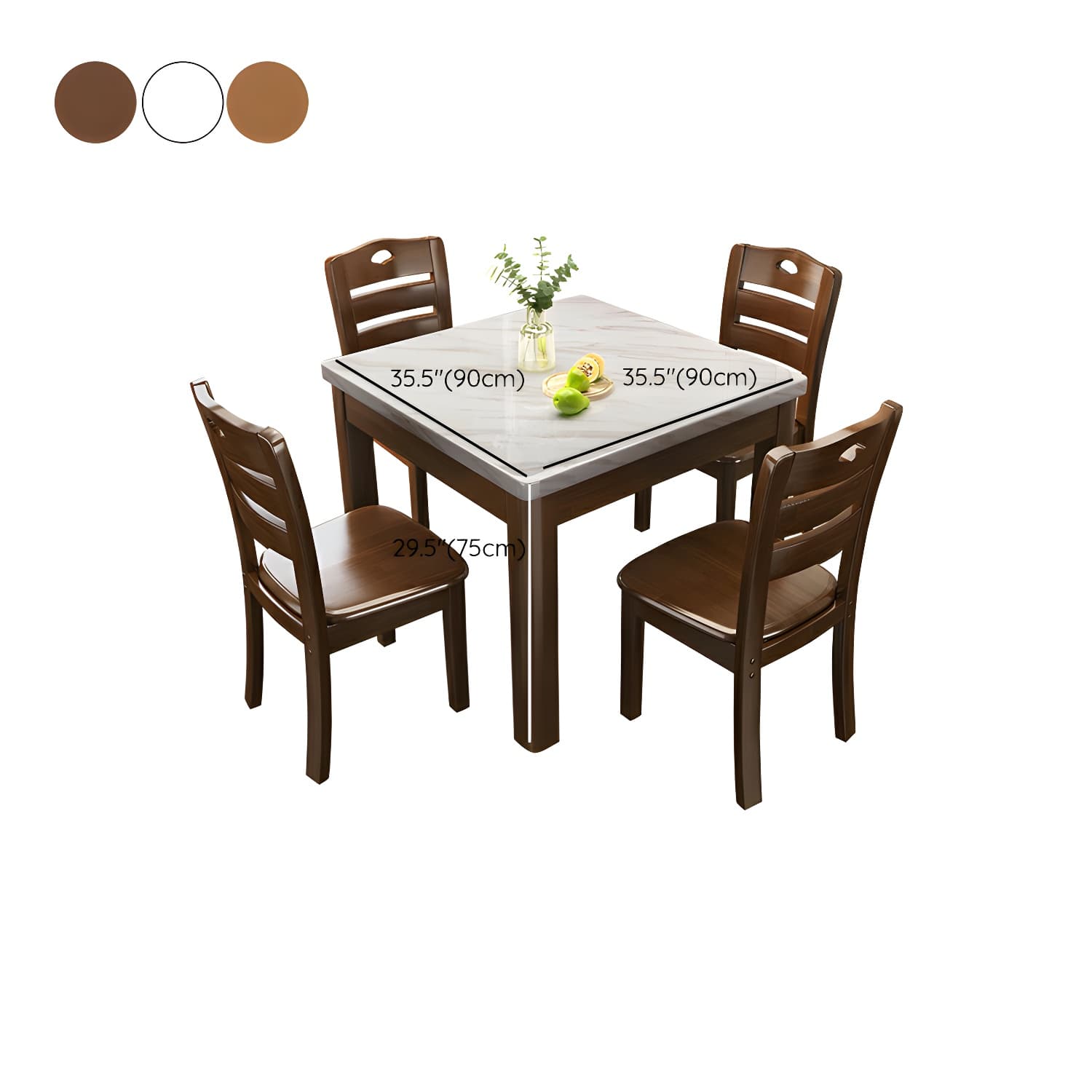 Square Marble Dining Table Set 1/5 Pieces with Solid Wood Base for Kitchen - image 13
