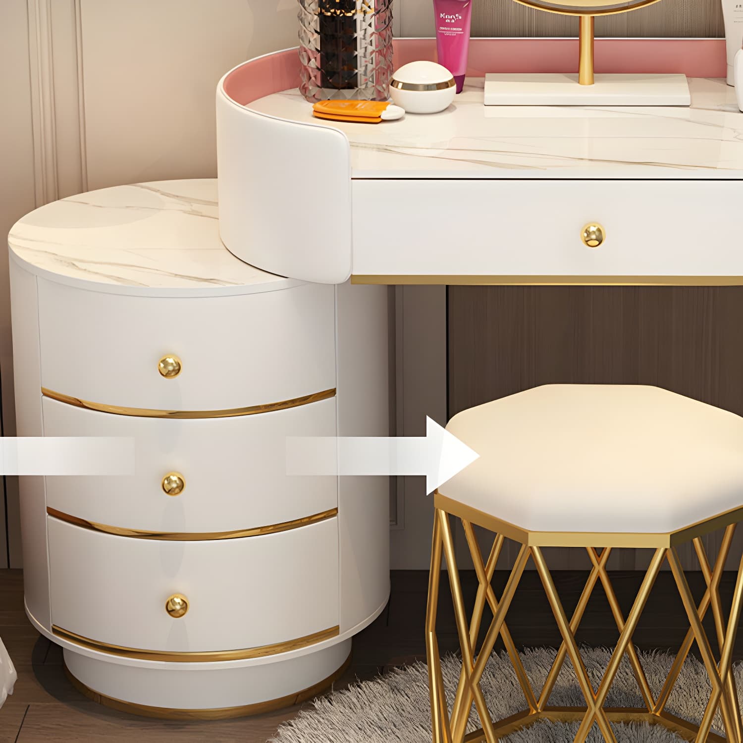 Lighted Mirror Makeup Counter Bedroom Makeup Vanity Desk Table with Drawer - image 11