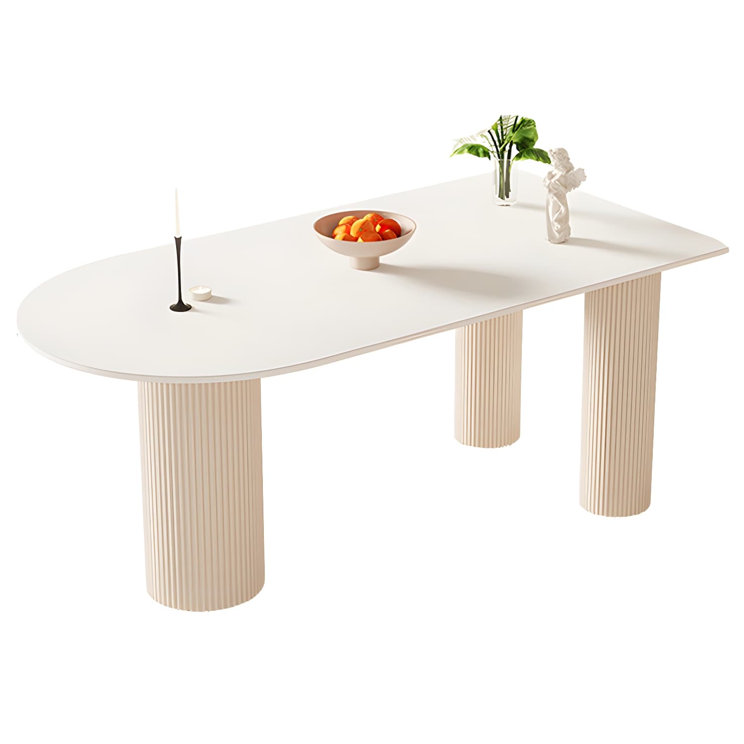 White Stone Surface 75cm Modern Kitchen & Dining Table with Metal Legs - image 5
