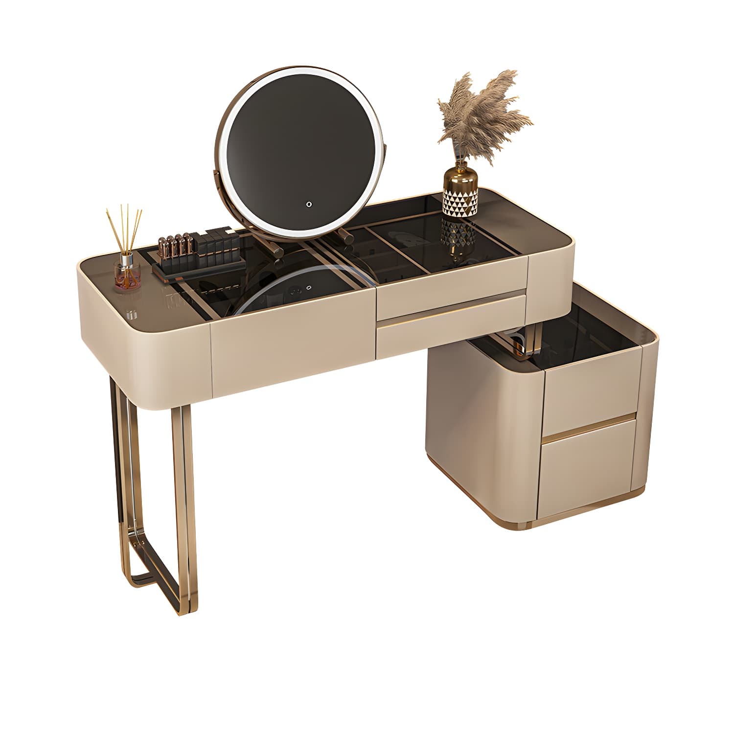 Luxurious Wood and Metal Make-up Vanity 5 Drawers & Lighted Mirror Dressing Table - image 15