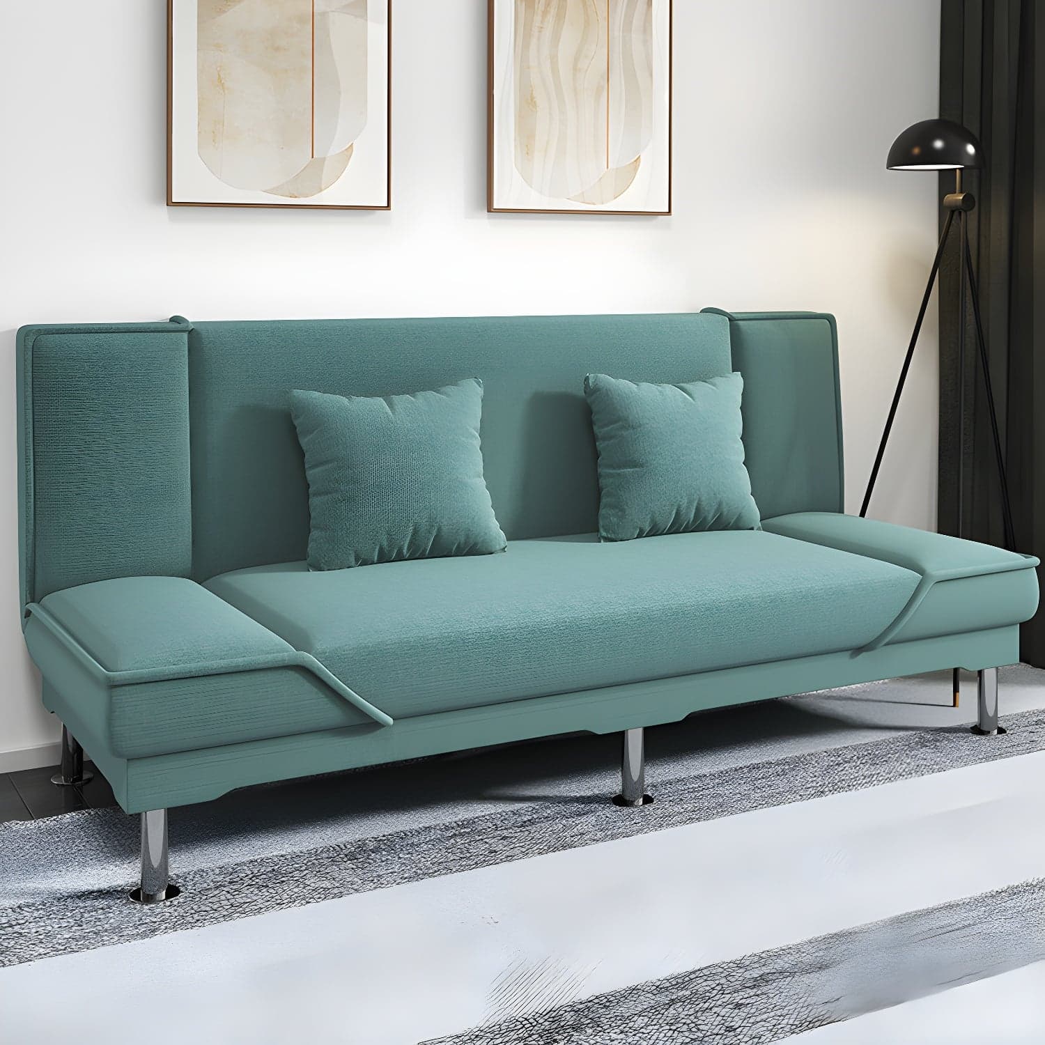 Armless Settee with Cotton Blend 19.68" W Convertible Sleeper Sofa for Living Room - image 7